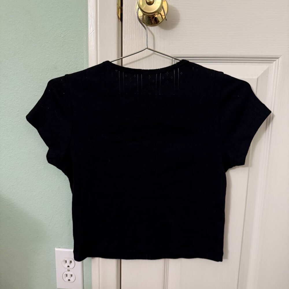 Black Ribbed Crop Top - Picture 9 of 12